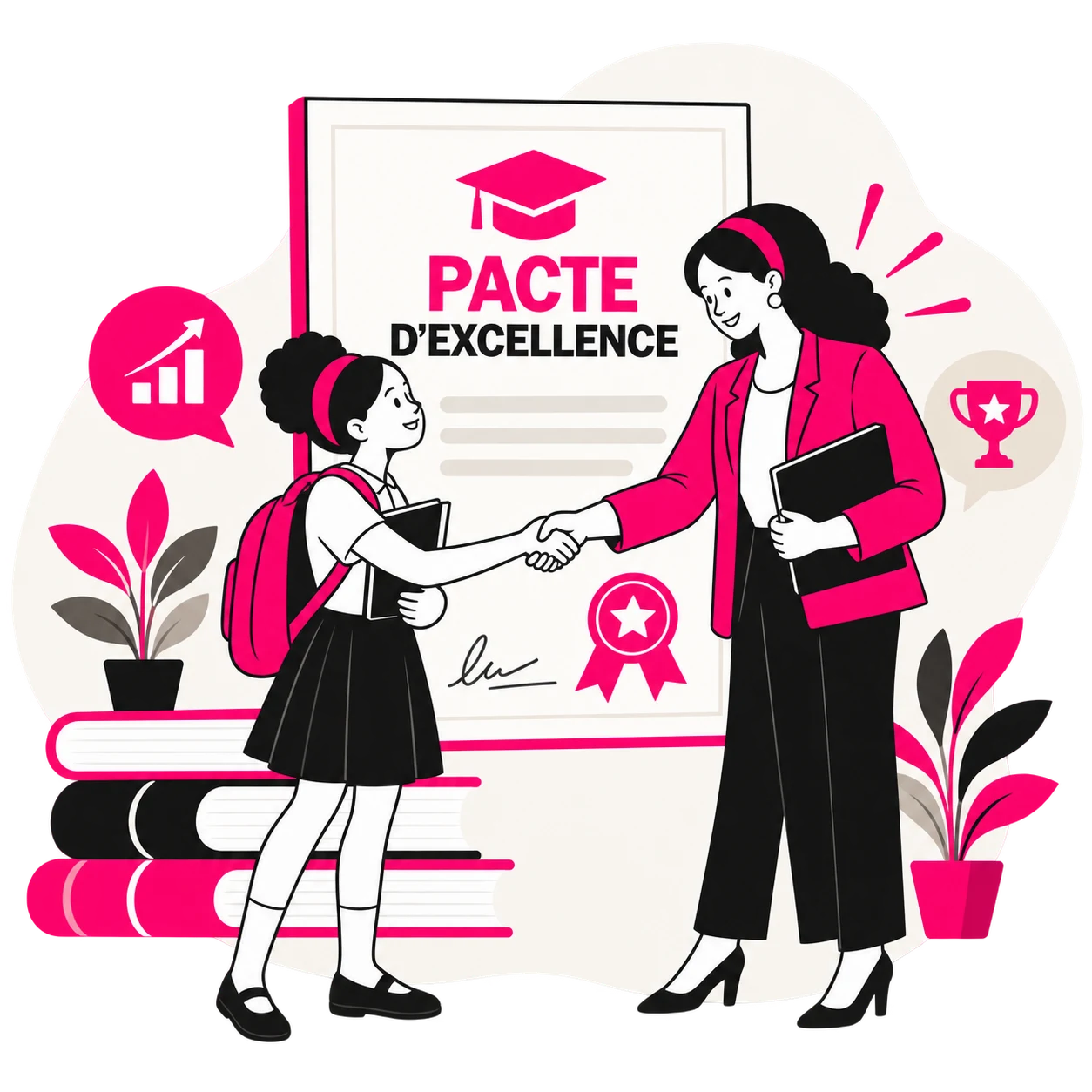 Illustration : signature du pacte d’excellence entre la boursière et la Fondation